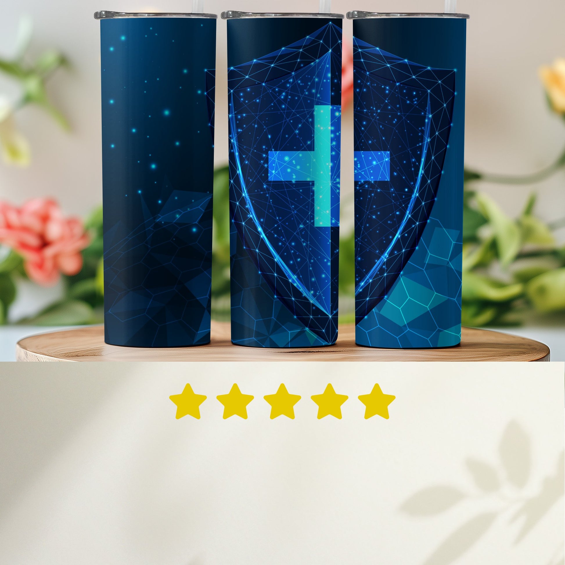 Digital Shield Design Blue Tumbler Unique product type