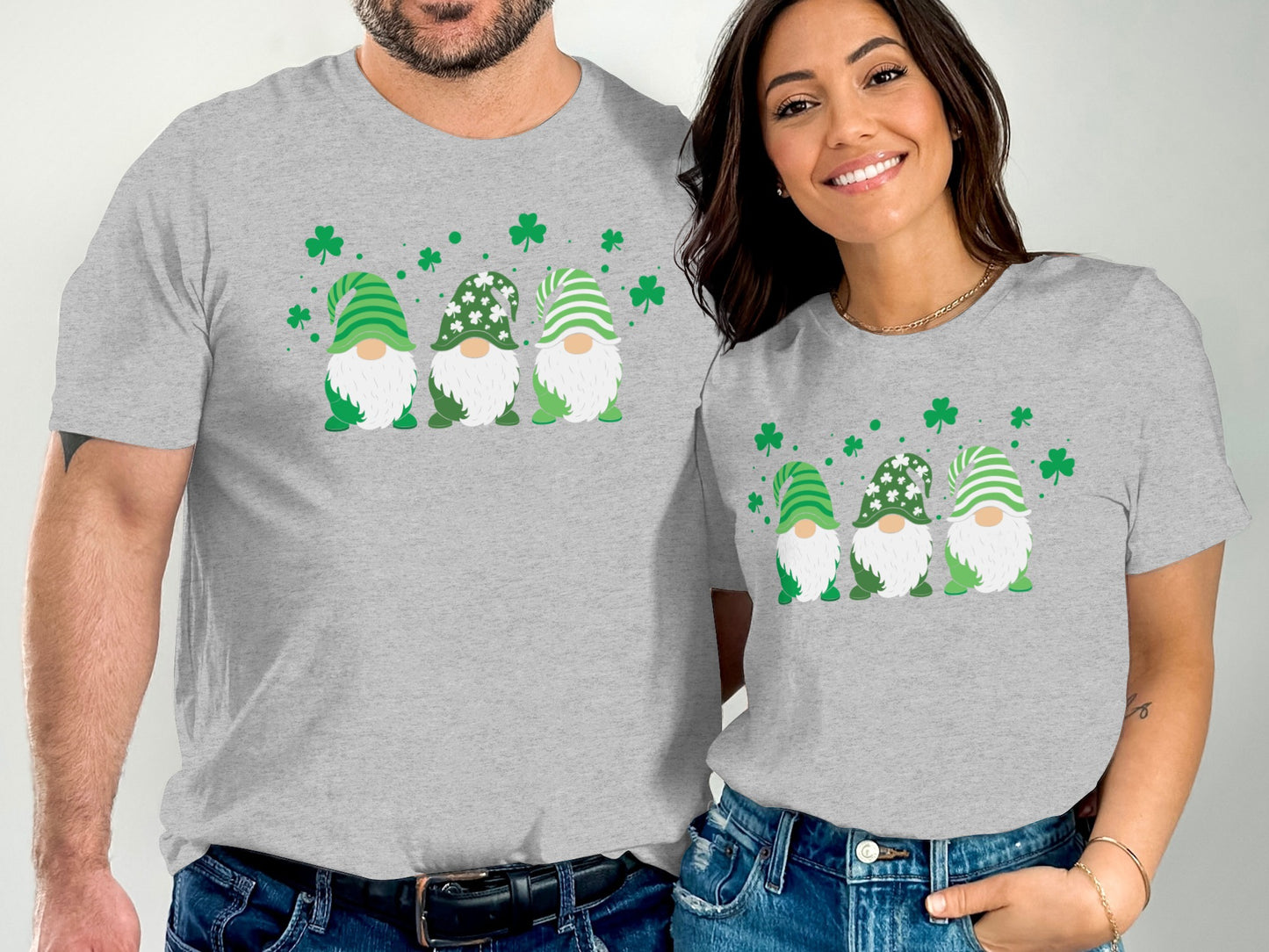 St. Patrick's Day Gnomes with Shamrocks Graphic T-Shirt