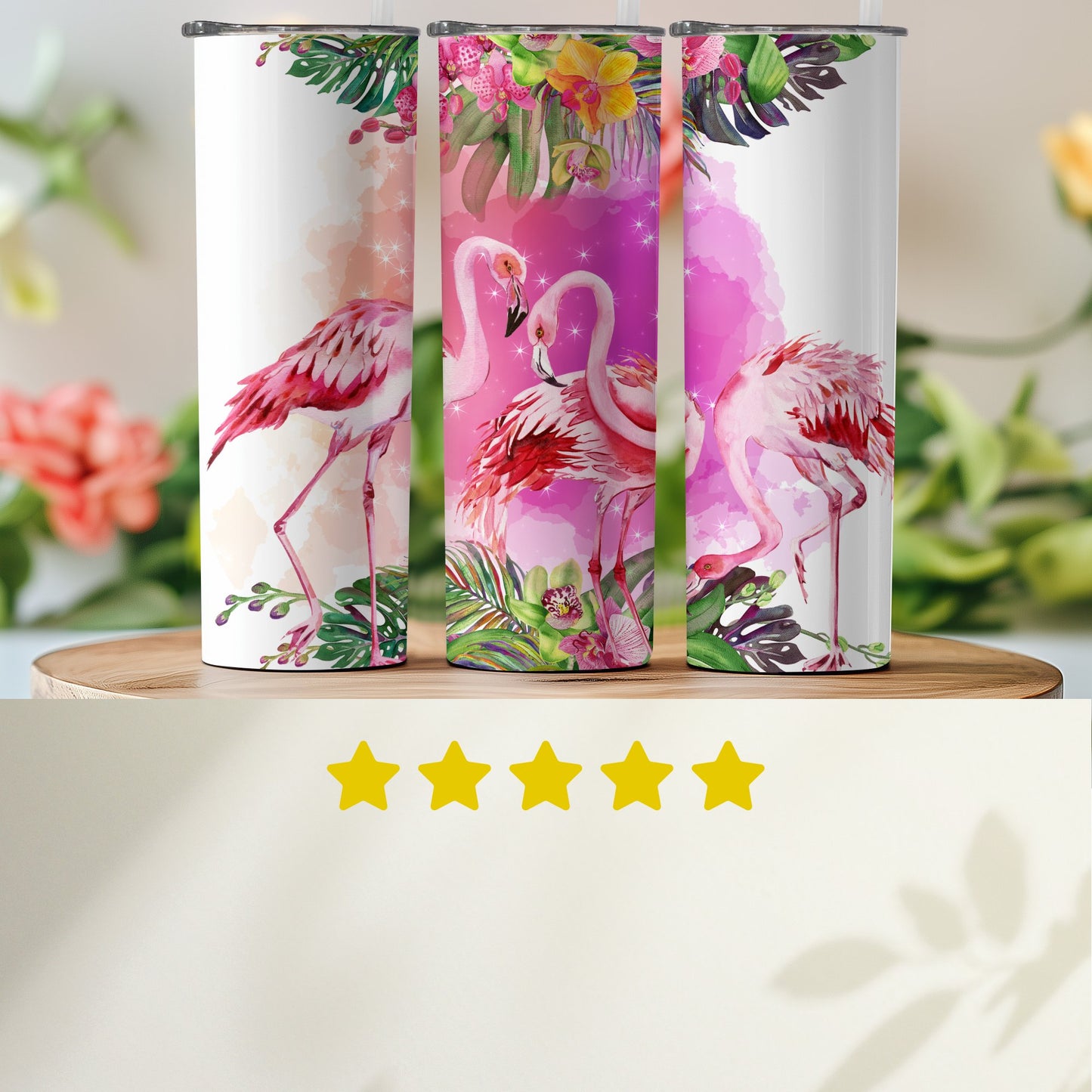 Tropical Flamingo Artwork Tumbler Drinkware product type