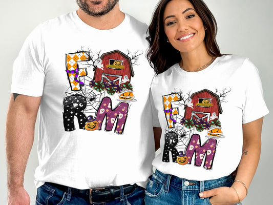 Halloween Theme FARM Graphic White T-Shirt product type