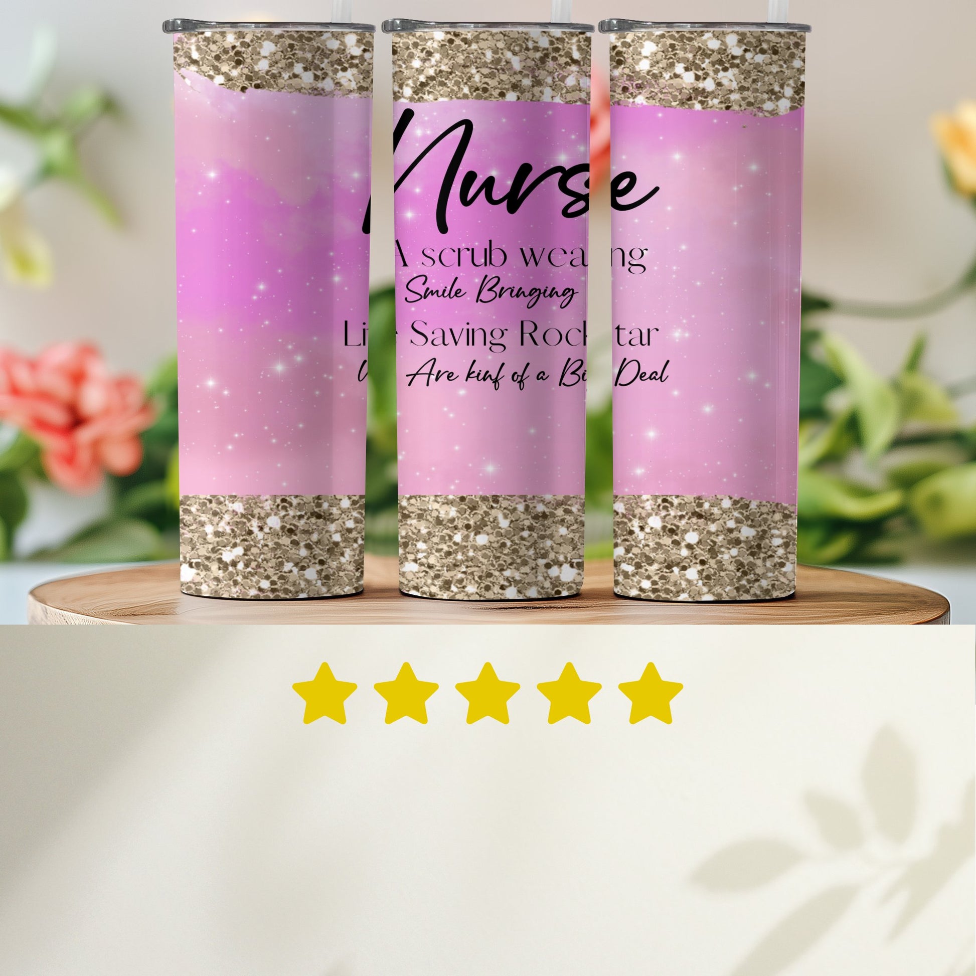 Nurse Scrub Wearing Rockstar Glitter Tumbler product