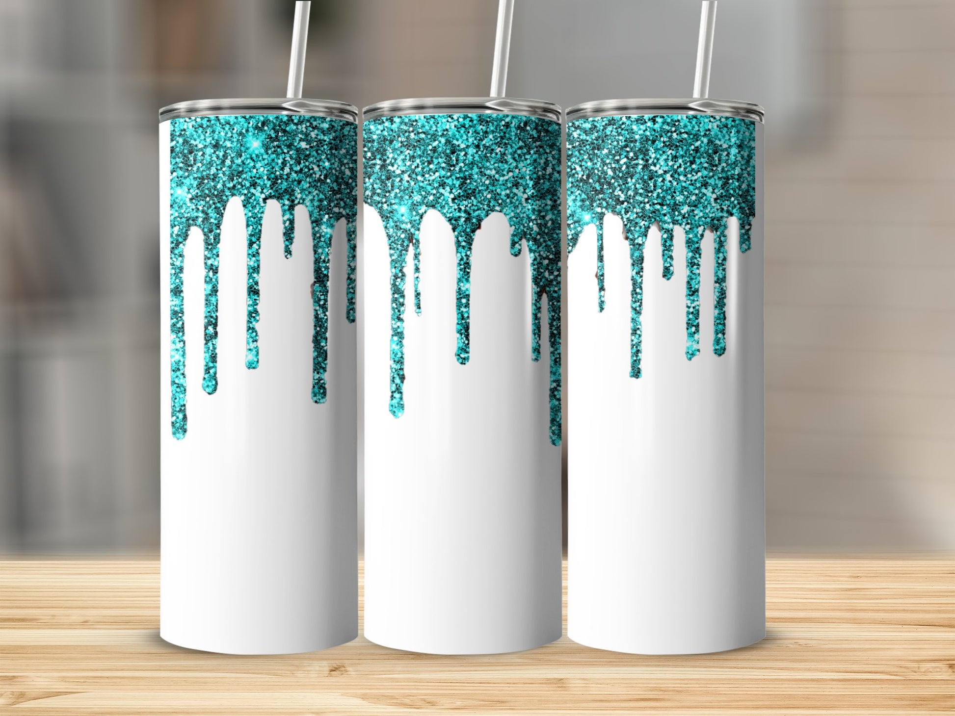 Sparkling Blue Dripping Glitter Design Tumbler product