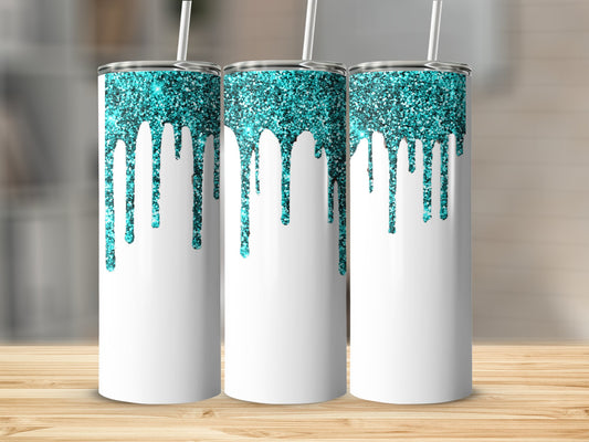 Sparkling Blue Dripping Glitter Design Tumbler product