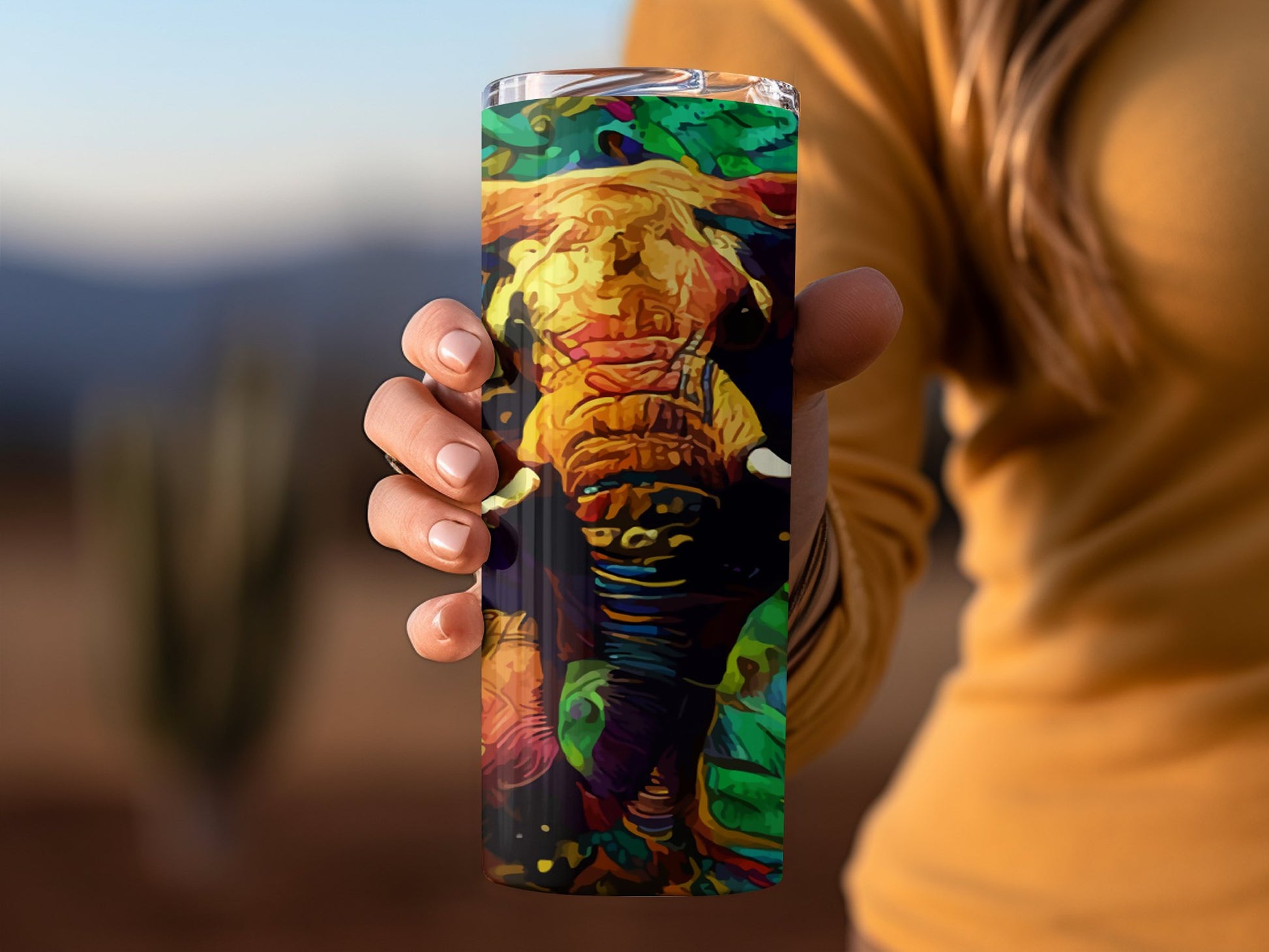Vibrant Elephant Themed Travel Tumbler Product type