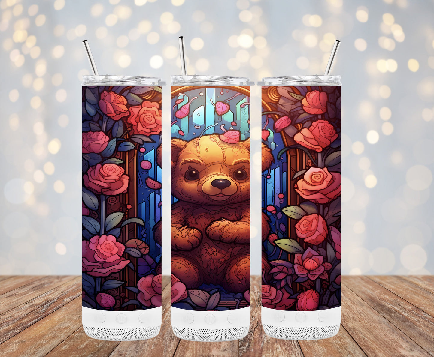 Adorable Teddy Bear and Roses Decoration Tumbler product