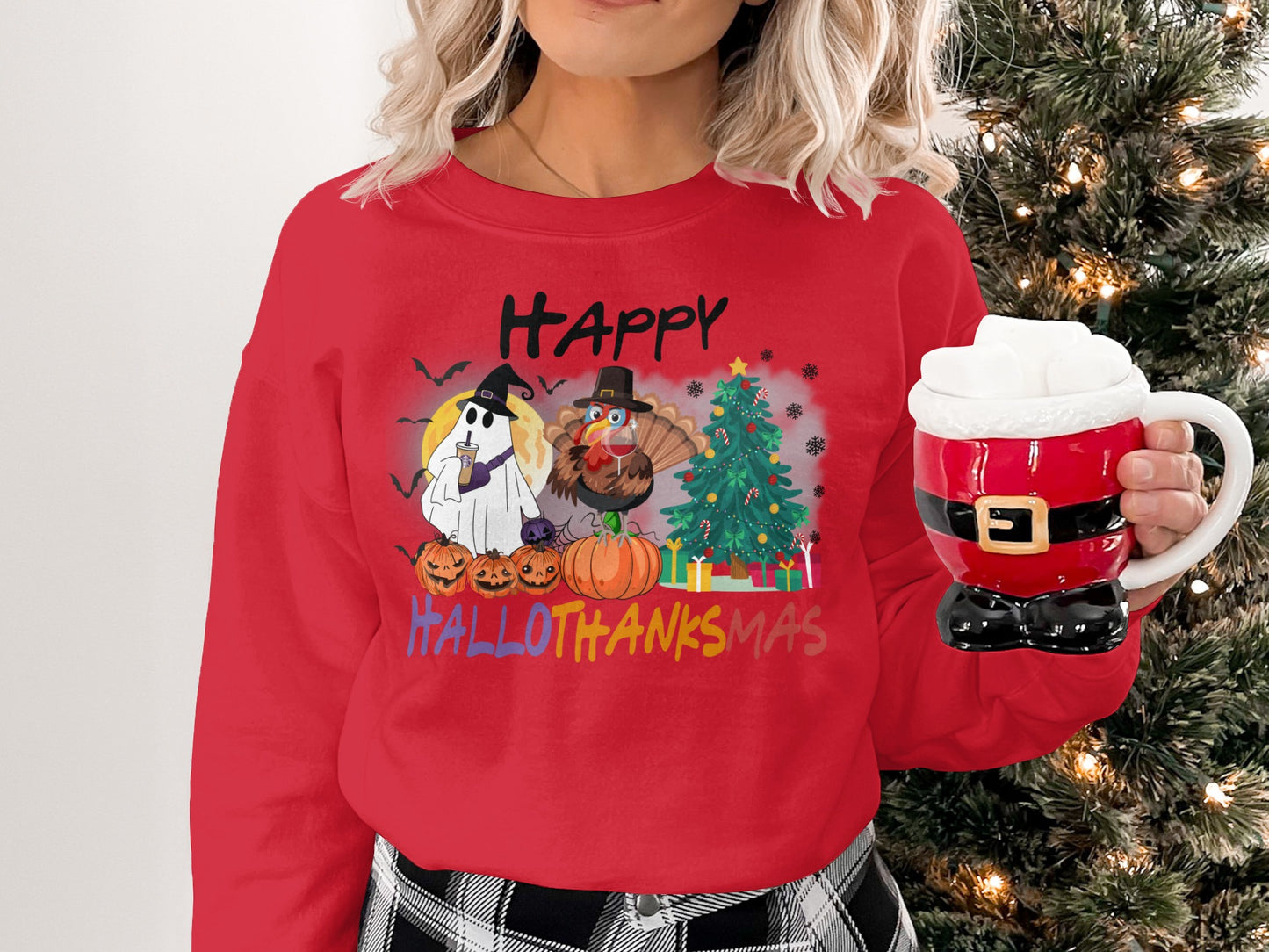 Happy Hallothanksmas Holiday Sweater