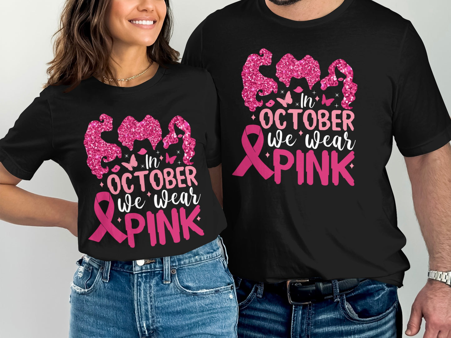 In October We Wear Pink Print Graphic T-Shirt product type