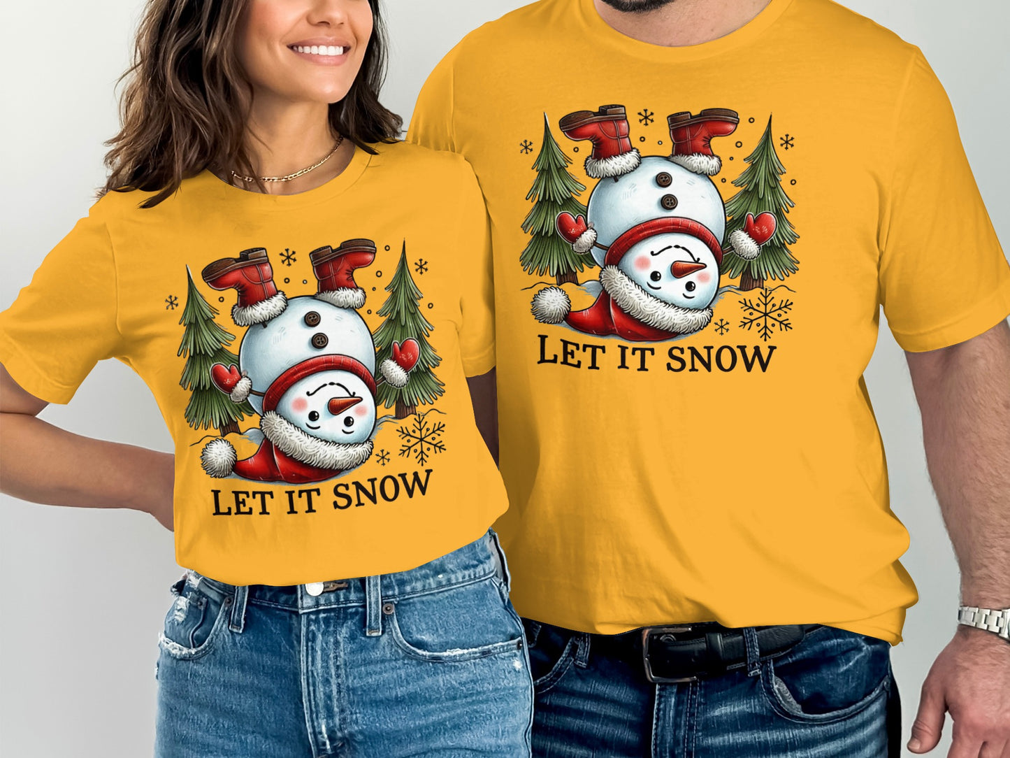 Let It Snow Holiday Snowman Winter Themed Shirt