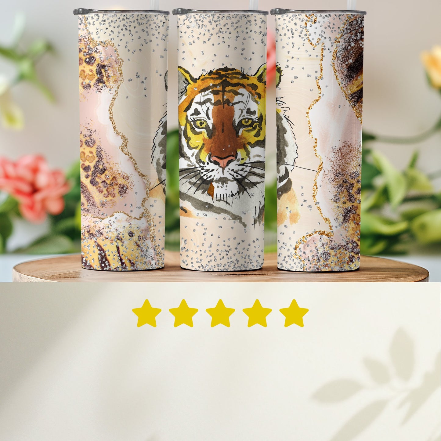 Unique Tiger Painted Design Tall Tumbler product