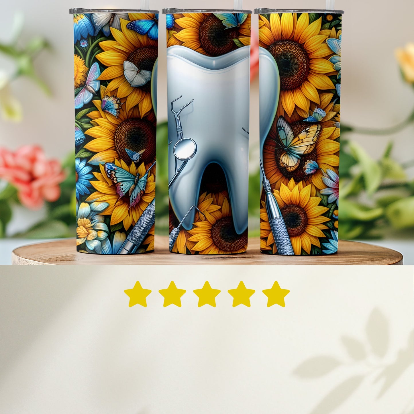 Sunflowers and Butterflies Dental Design Tumbler product