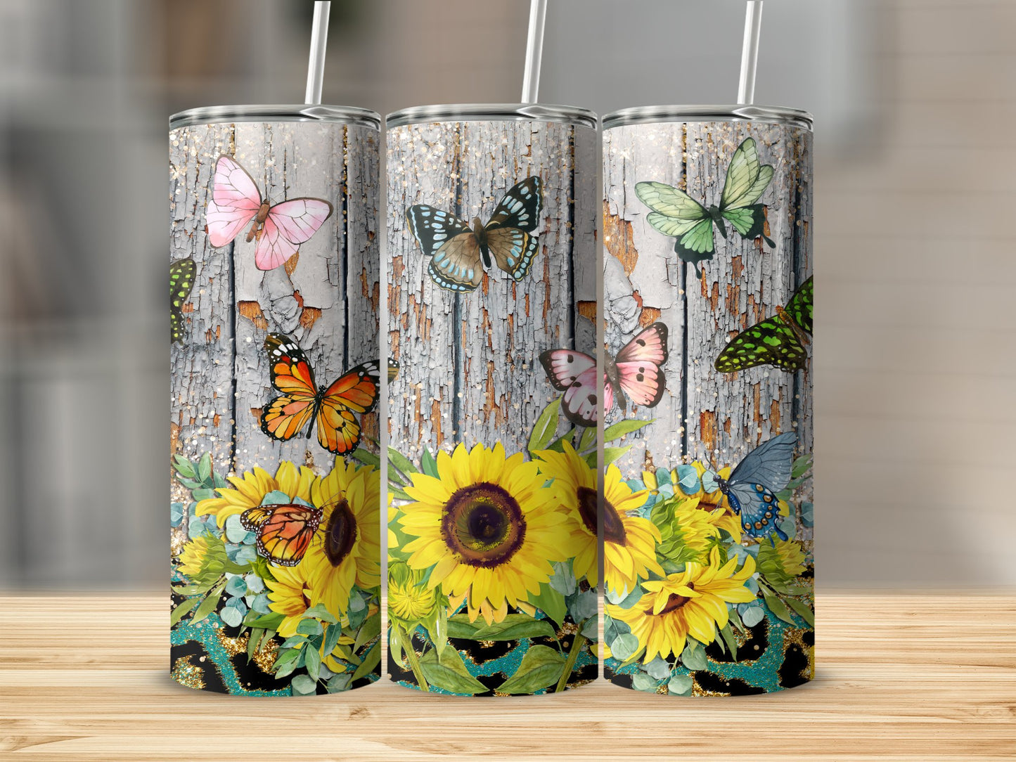 Colorful Sunflowers and Butterflies Design Tumbler product type