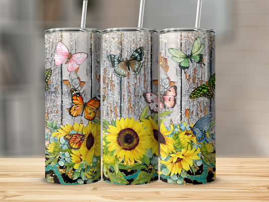 Colorful Sunflowers and Butterflies Design Tumbler product type