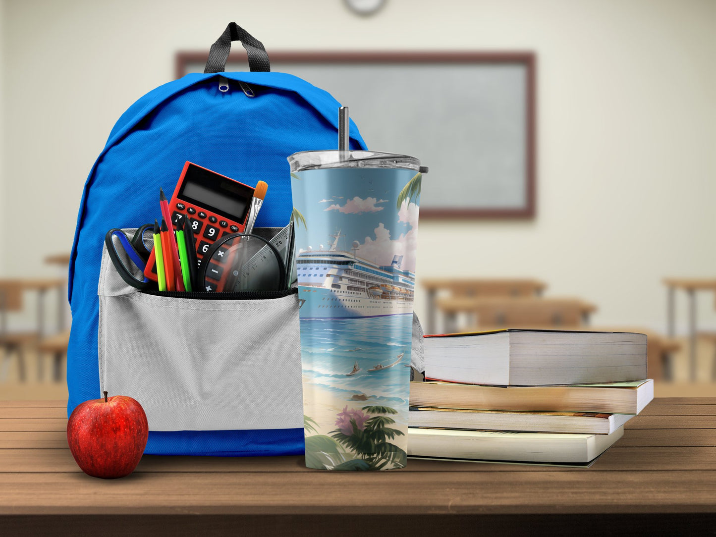 Trendy Cruise Ship Print Tumbler Ideal School Product