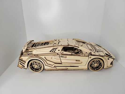 Intricate Wooden Sports Car Puzzle Model Kit