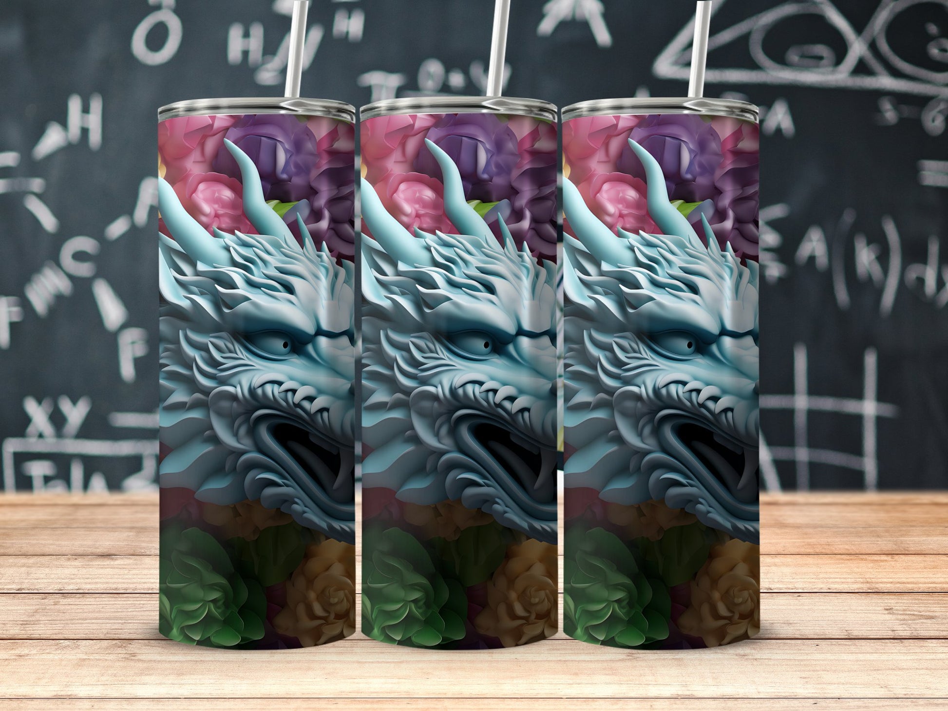 Colorful 3D Dragon Design Tall Tumblers product type