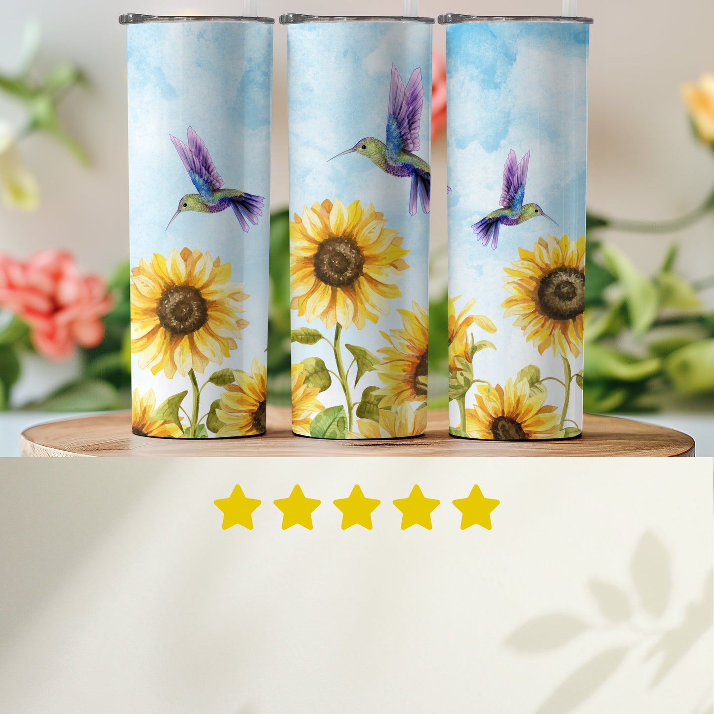 Hummingbird and Sunflower Design Tumbler product