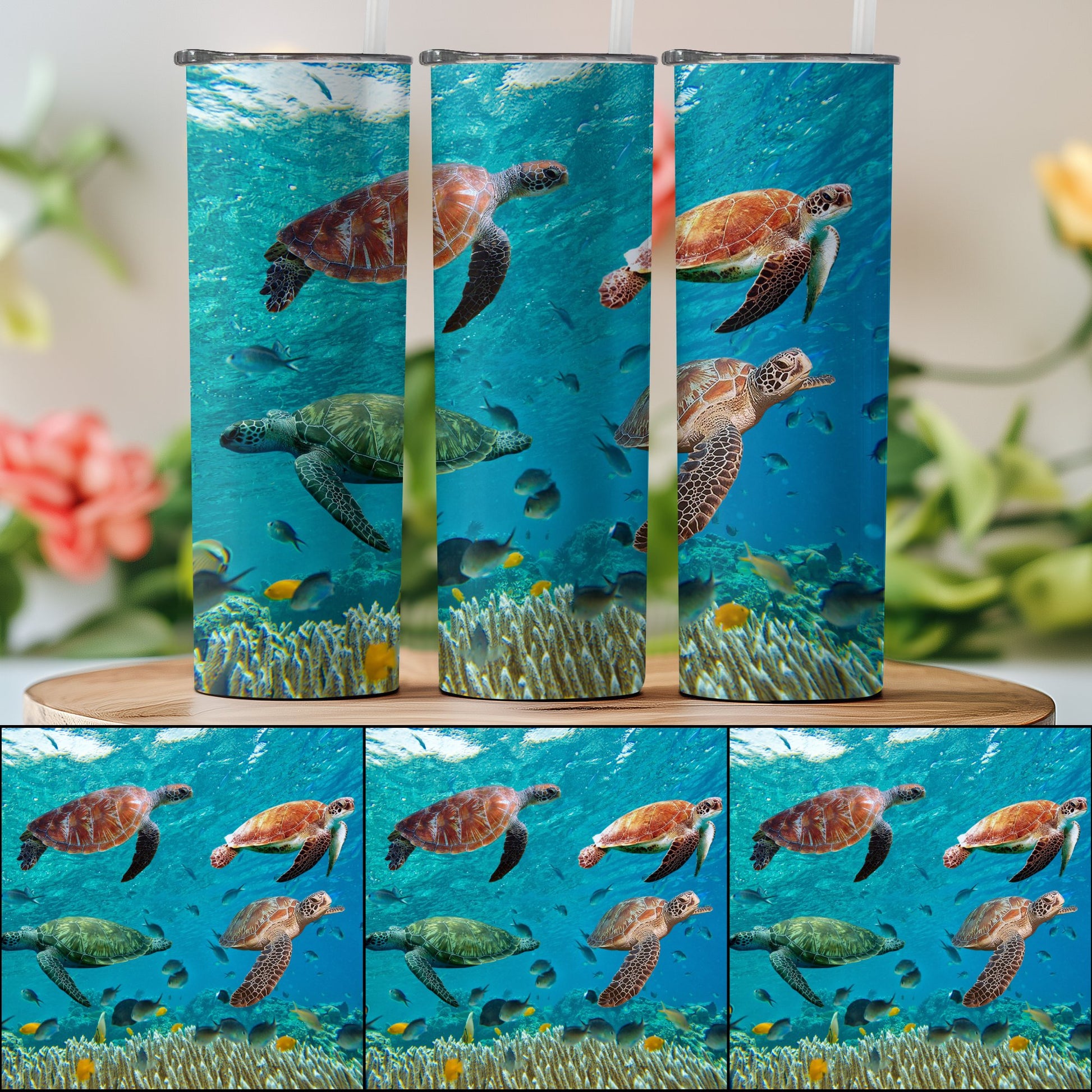 Vibrant Sea Turtles Underwater Theme Drinkware product