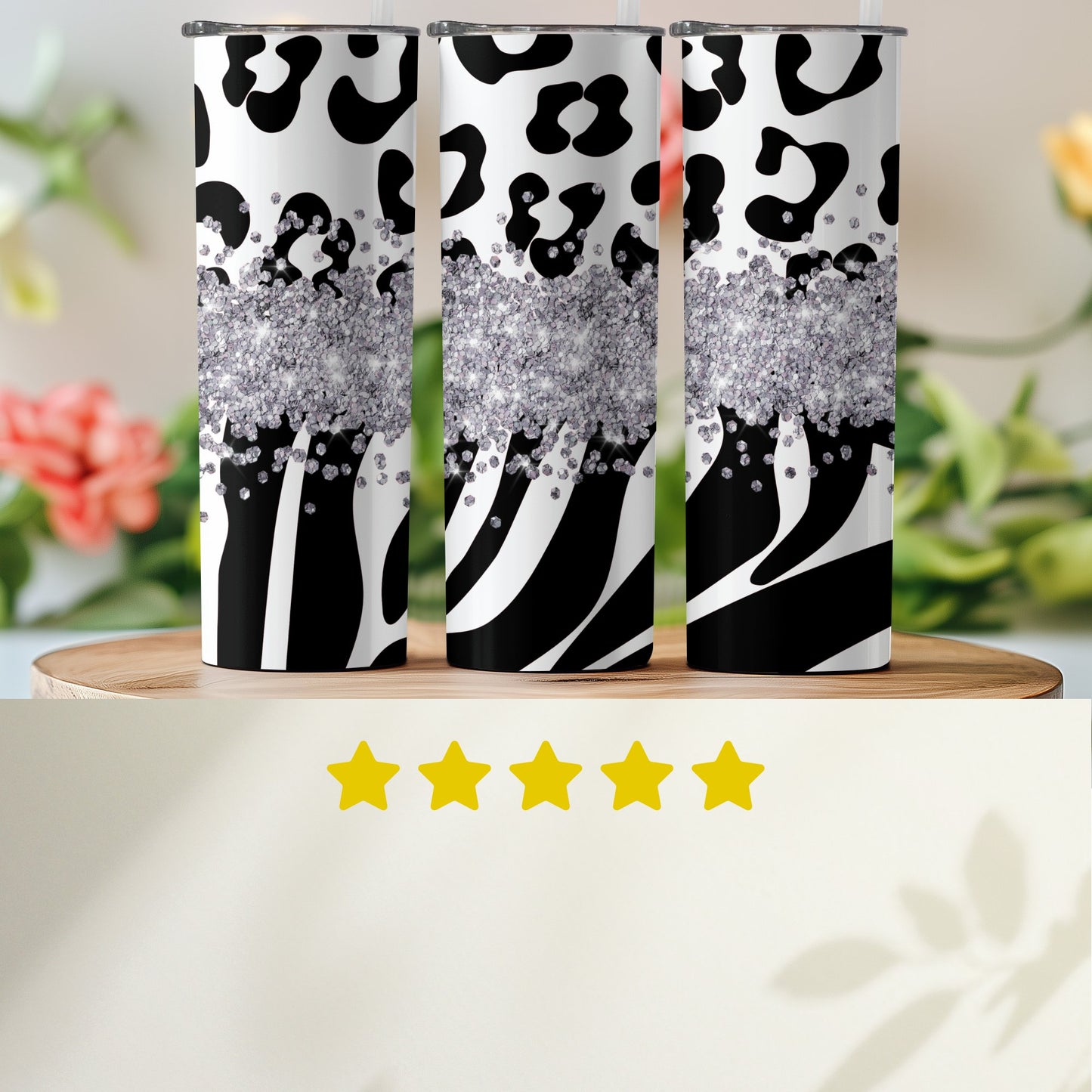 Sparkling Leopard and Zebra Pattern tumbler product