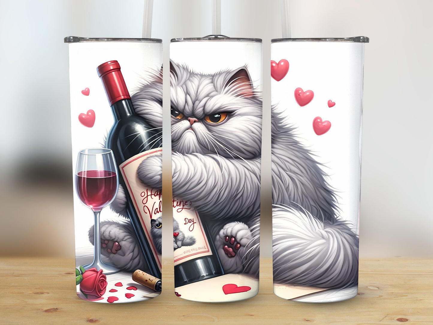 Cranky Cat Wine Lover (Valentine Tumbler)