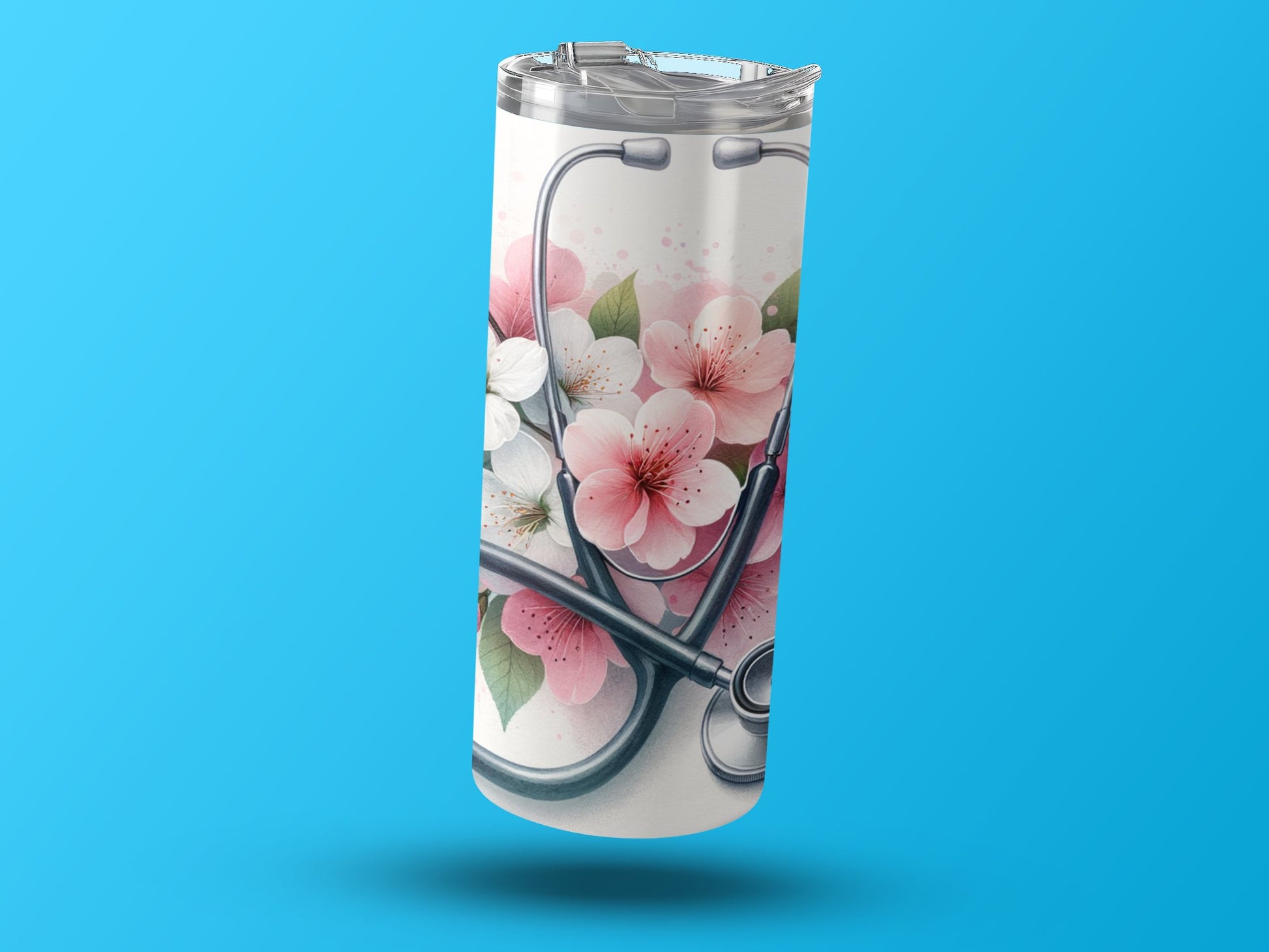 Charming Stethoscope and Cherry Blossoms Tumbler product