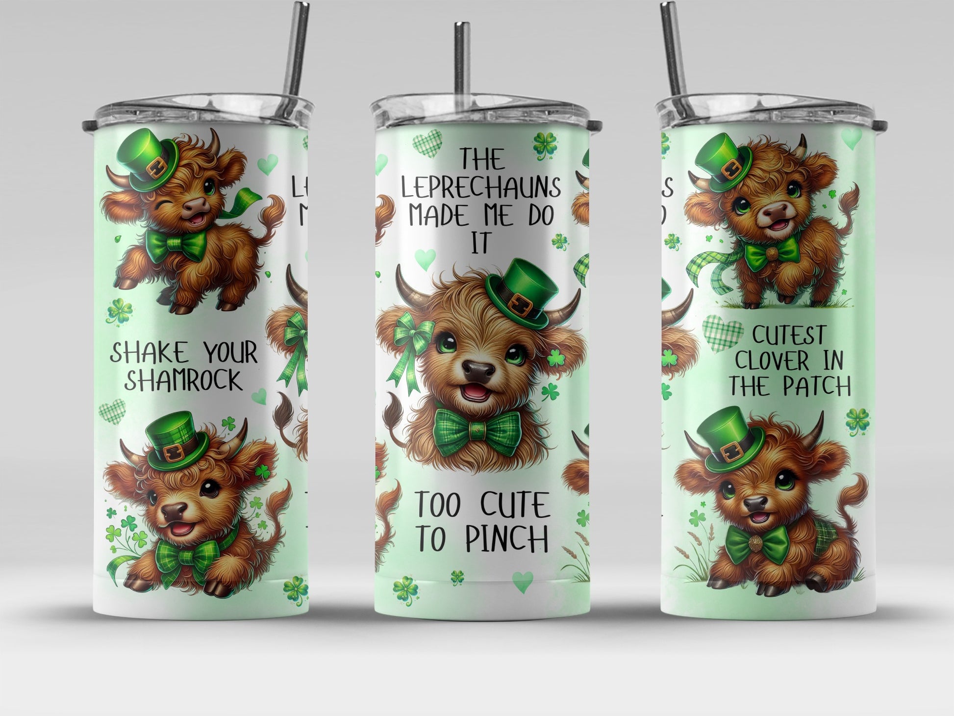 St. Patrick's Day Adorable Cow Themed Tumbler Cup