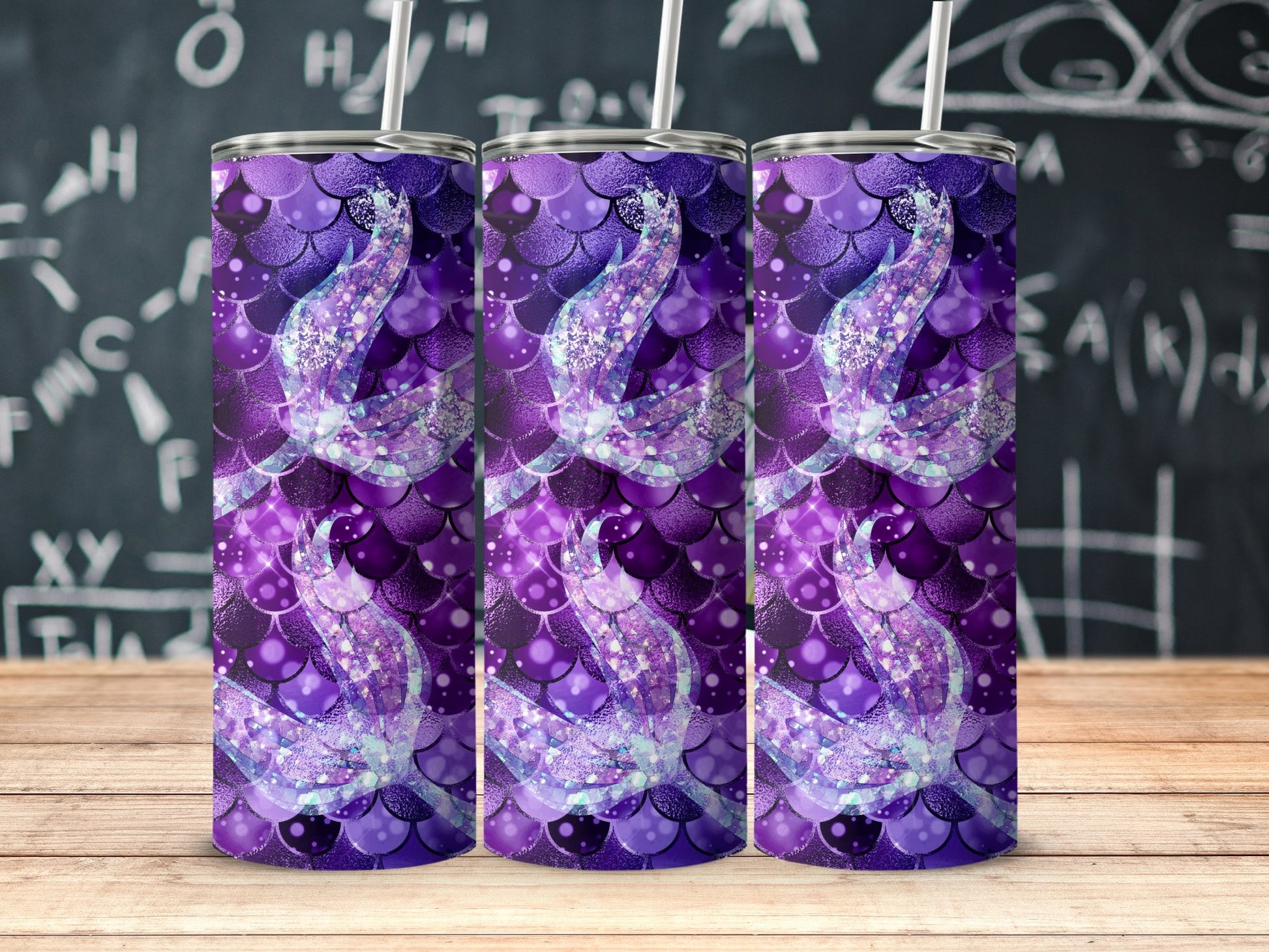 Glittery Purple Mermaid Tail Tumbler Unique Drinkware product type