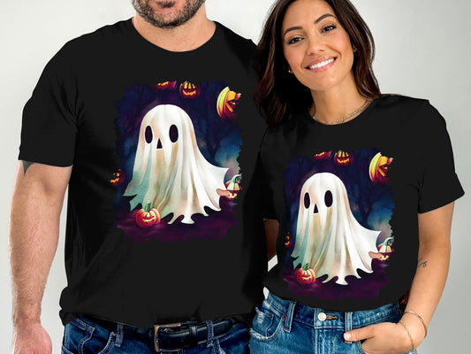 Spooky Halloween Ghost Graphic Tee in Black product type