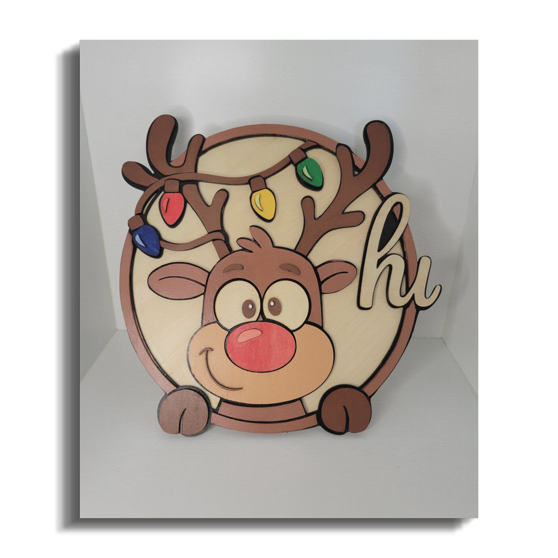 Colorful Reindeer Ornament with Cute Expression Decor