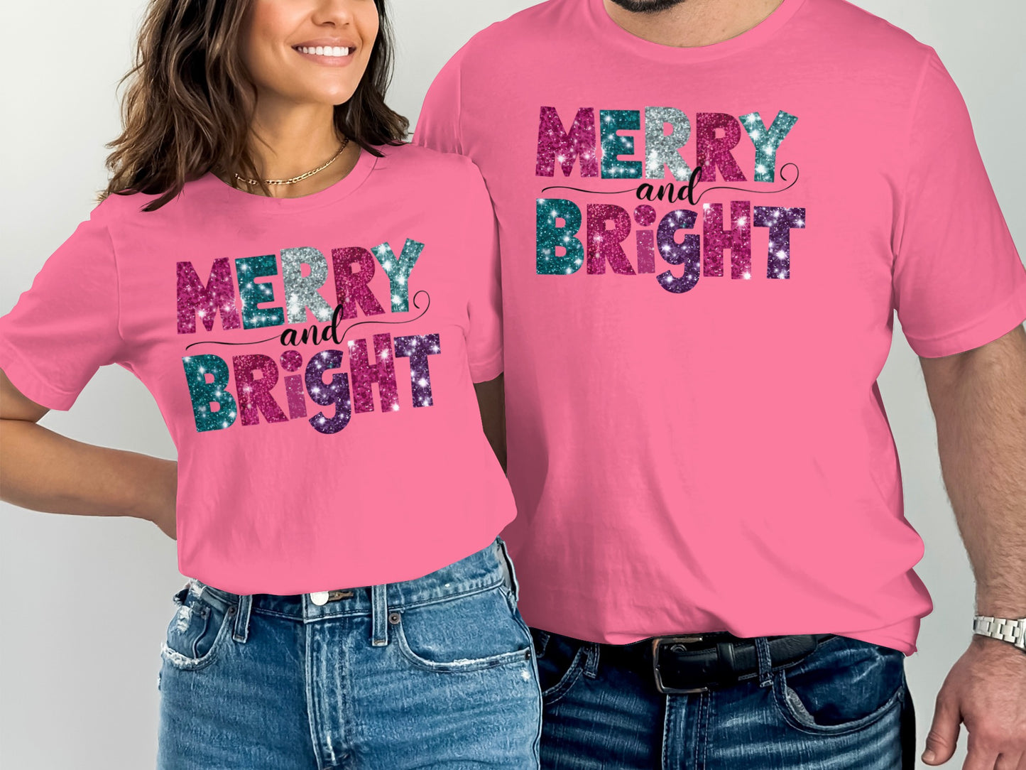 Merry and Bright Graphic Tee for Holidays
