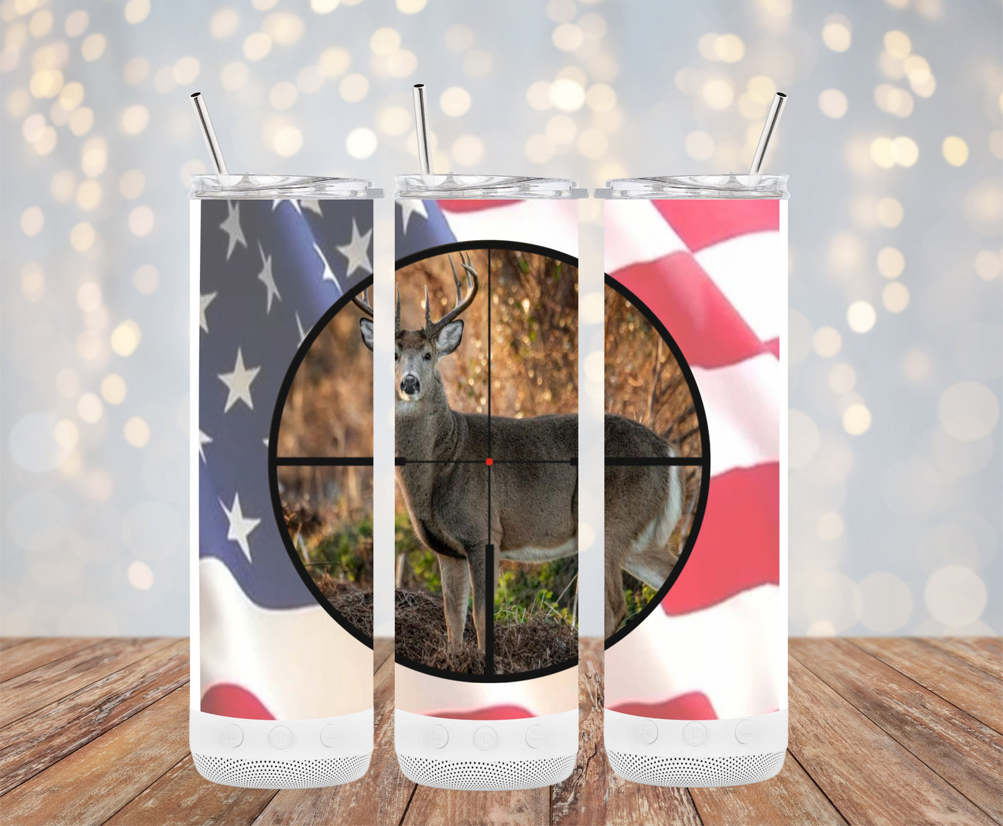 Deer Hunting American Flag Tumbler with Straw product type