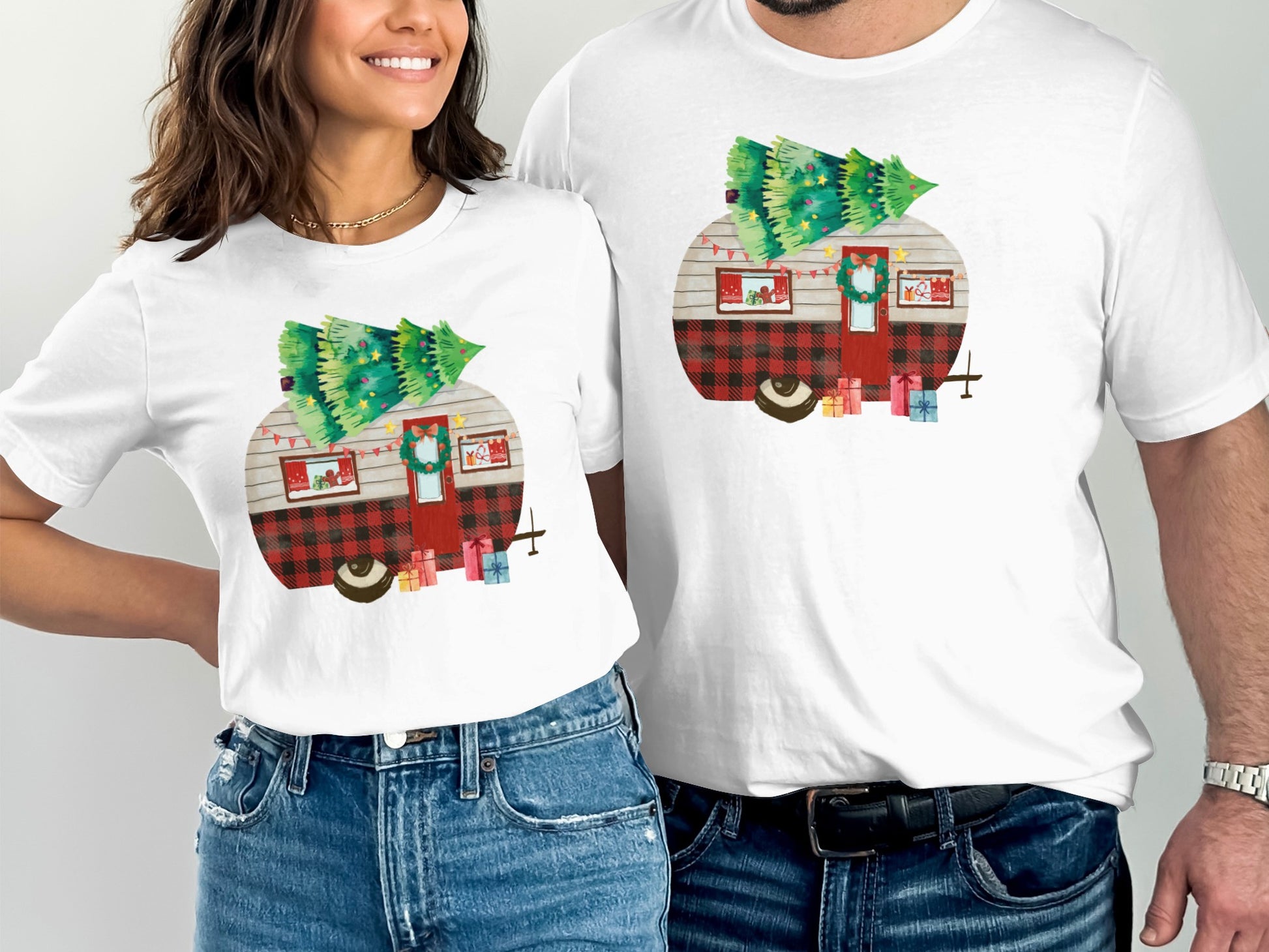 Christmas Camper Graphic Matching T-Shirt Set
