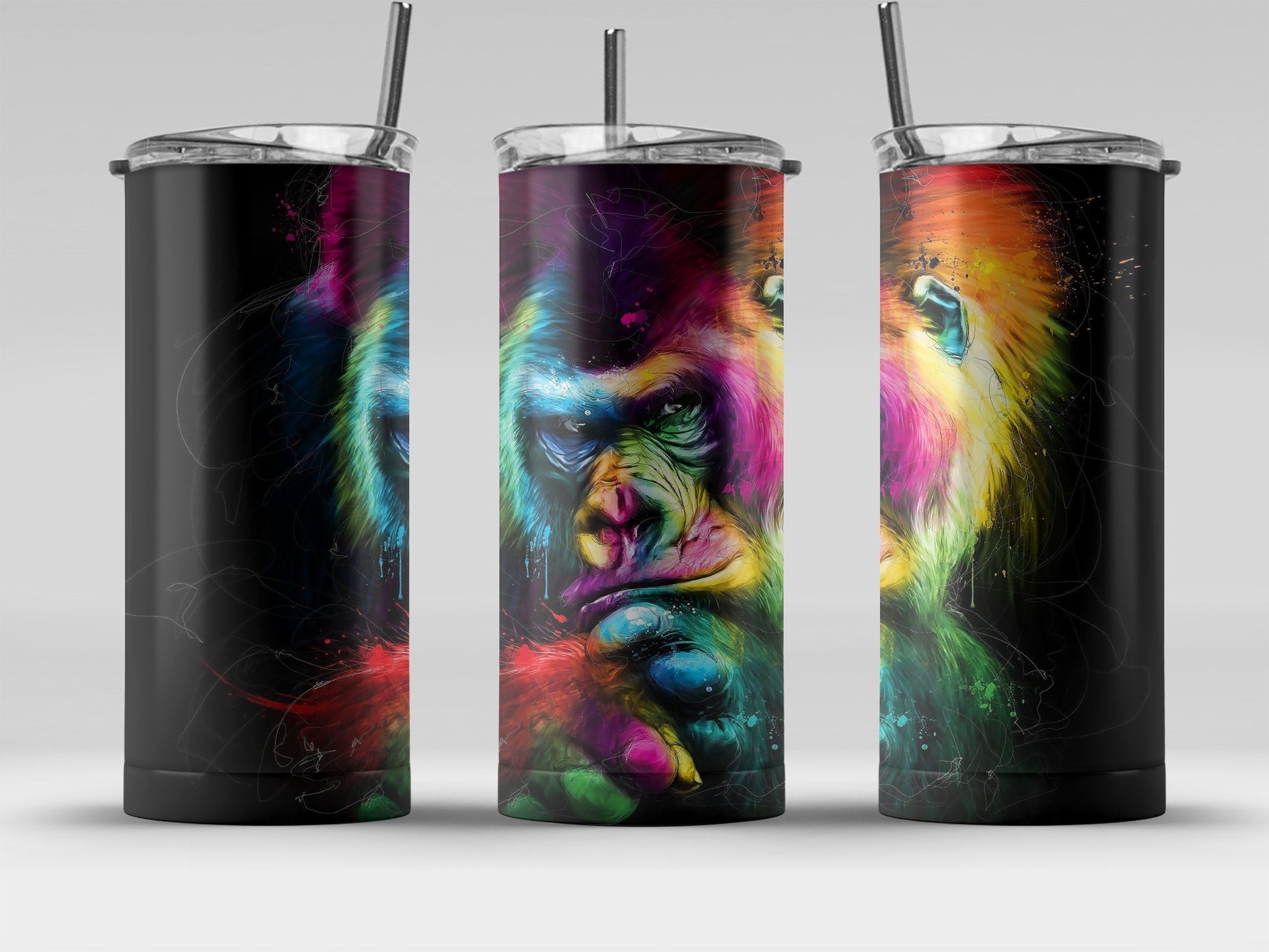 Vibrant Multicolor Artistic Monkey Design Tumbler product
