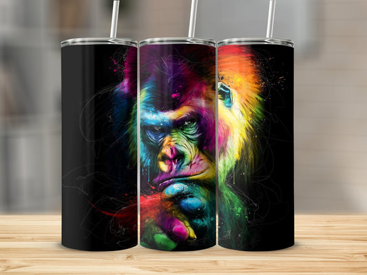 Colorful Artistic Gorilla Tumbler with Straw Product Type
