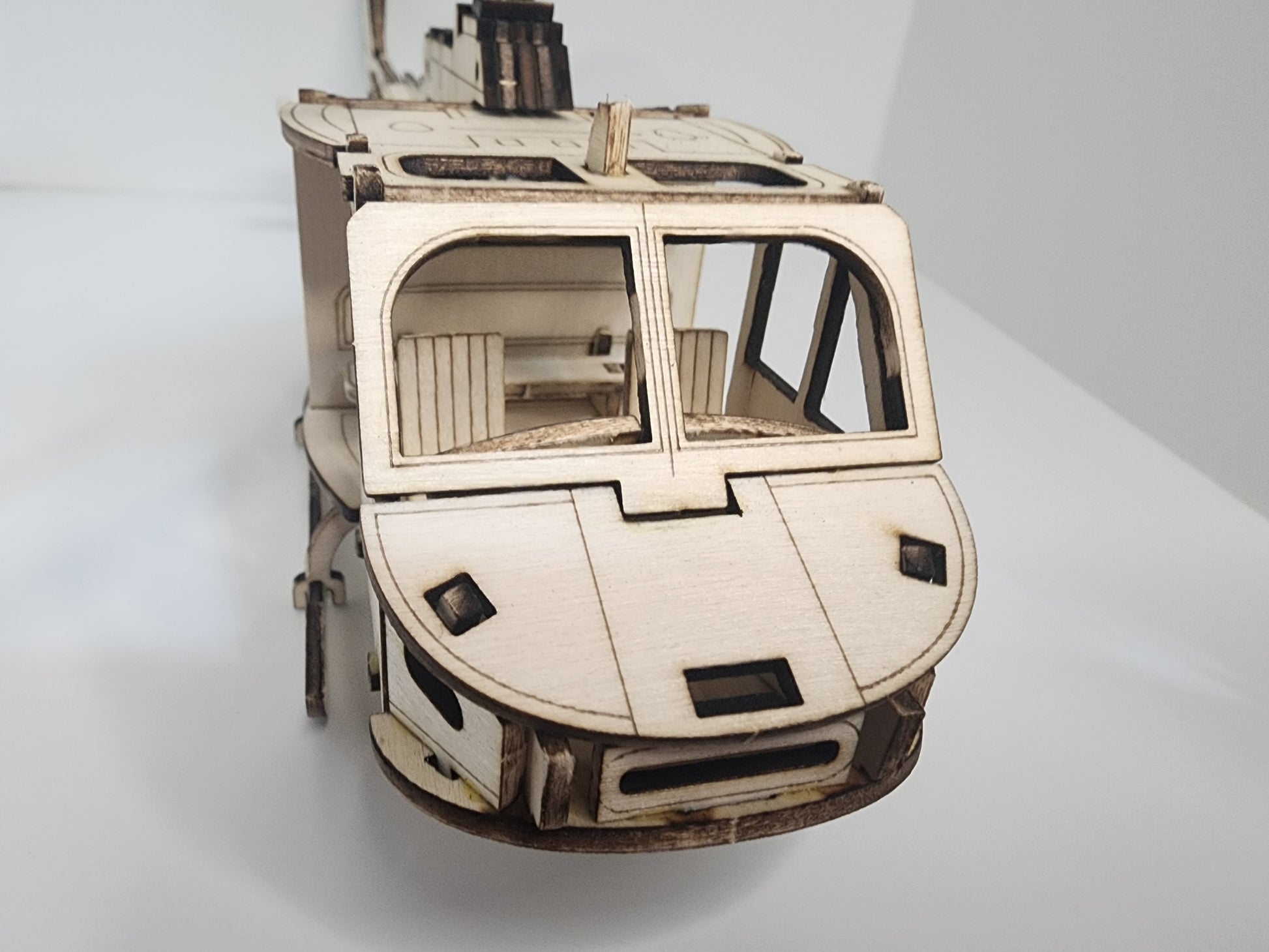 Intricate Wooden Train Model Kit for Hobbyists