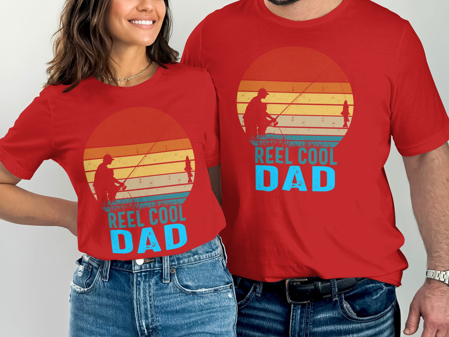 Reel Cool Dad Graphic Print Red T-Shirt product type