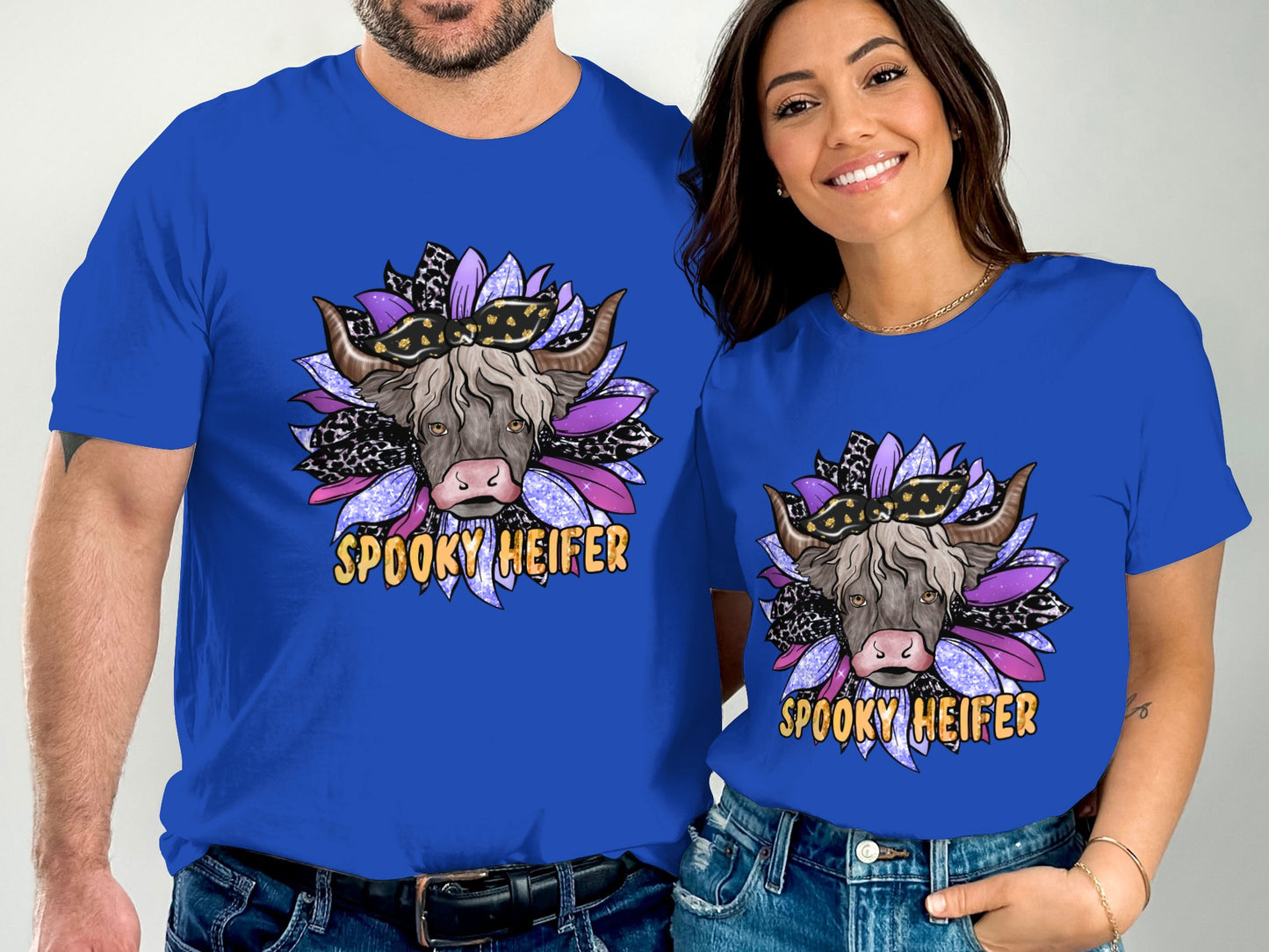 Spooky Heifer Graphic Unisex Blue Tees product type