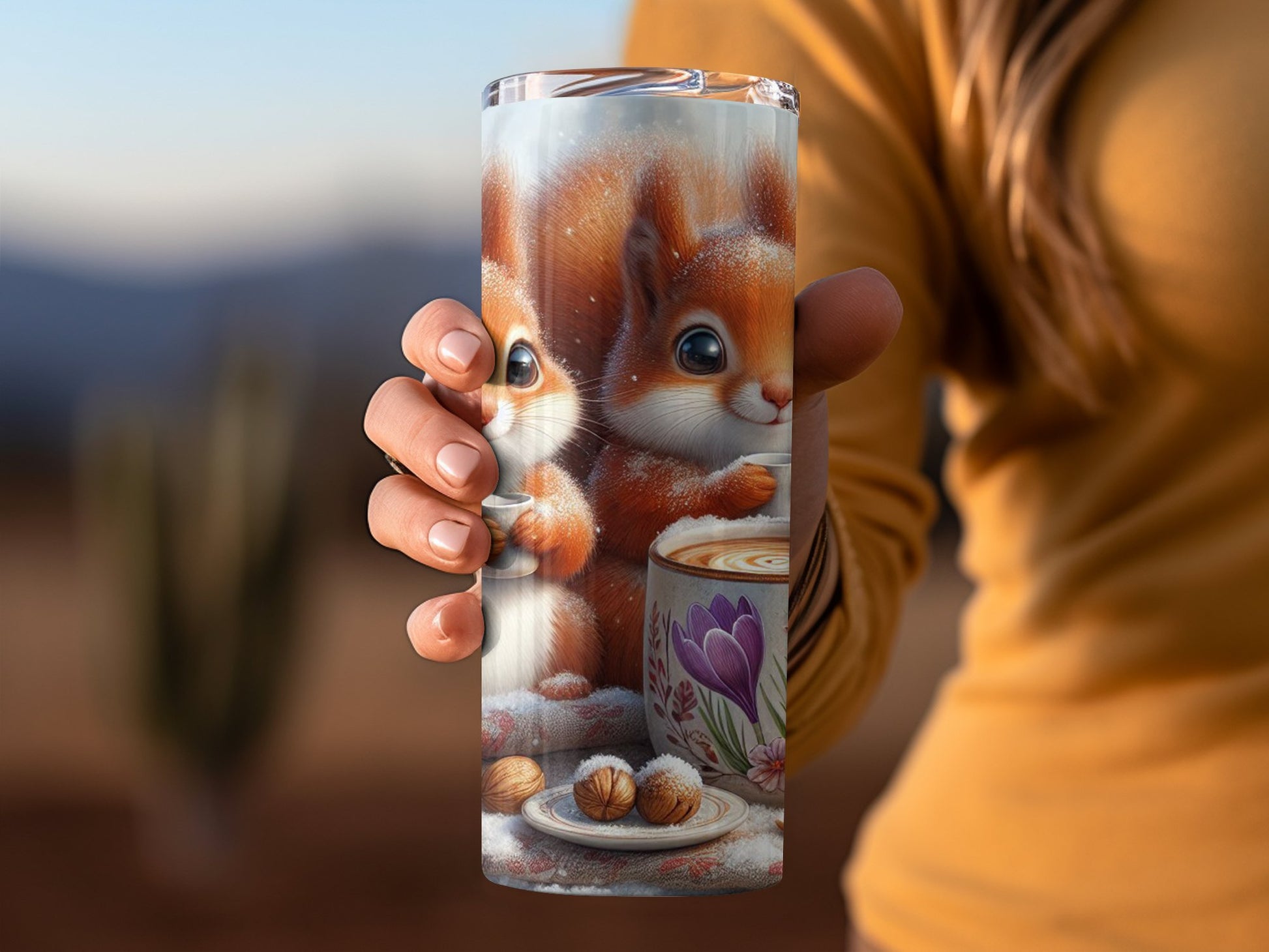 Adorable Baby Squirrels with Coffee Tumbler product