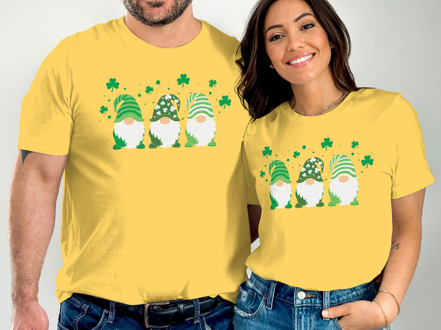 St Patrick's Day Gnomes Yellow Graphic Shirt