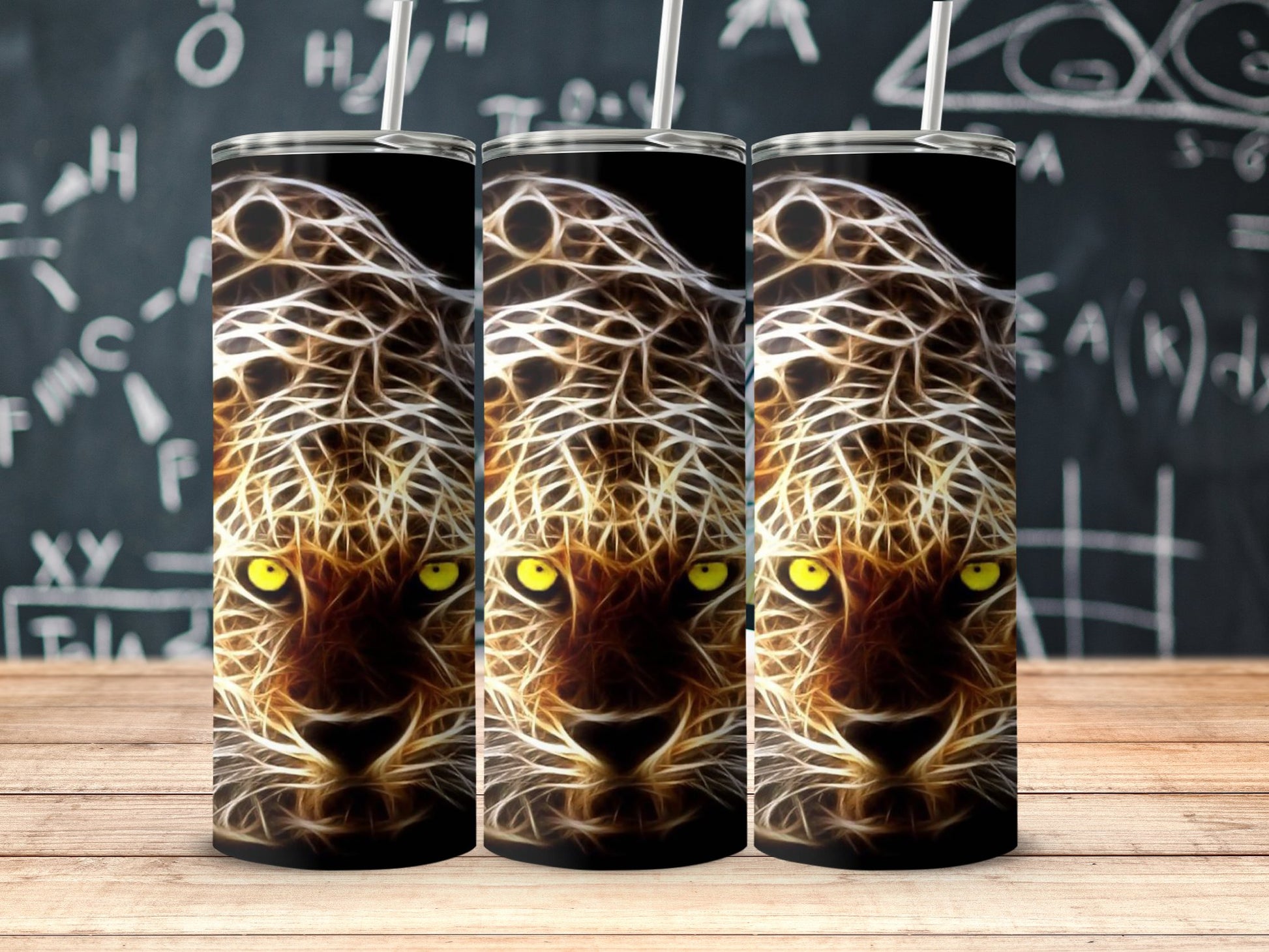Fierce Glowing Eyes Big Cat Stainless Steel Tumbler