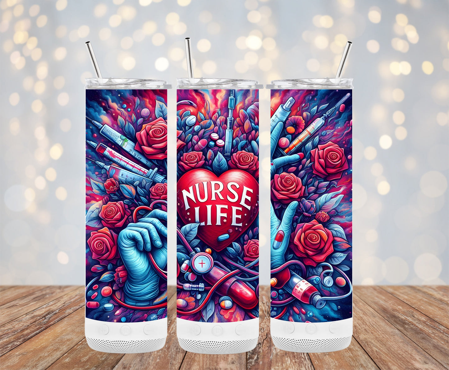Nurse Life Heart Stethoscope Roses Design product