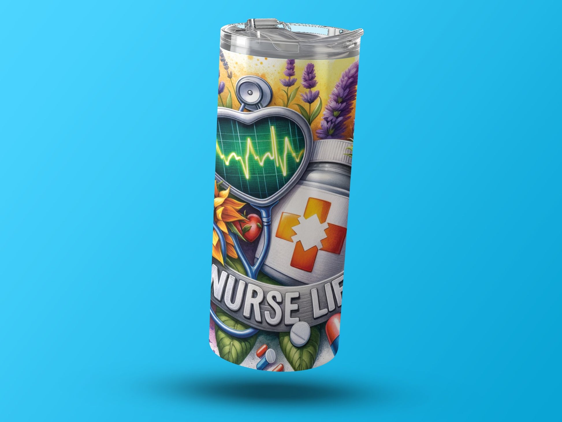 Nurse Life Heartbeat Design Skinny Tumbler product