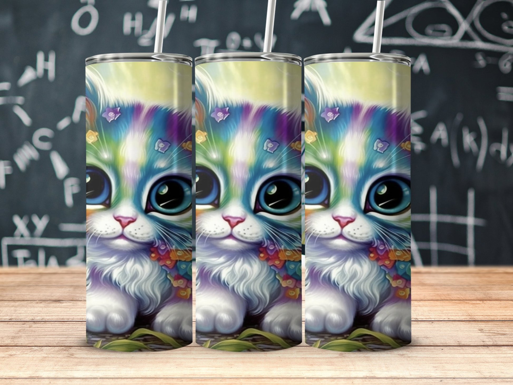 Adorable Rainbow Kitten Design Tumbler product type