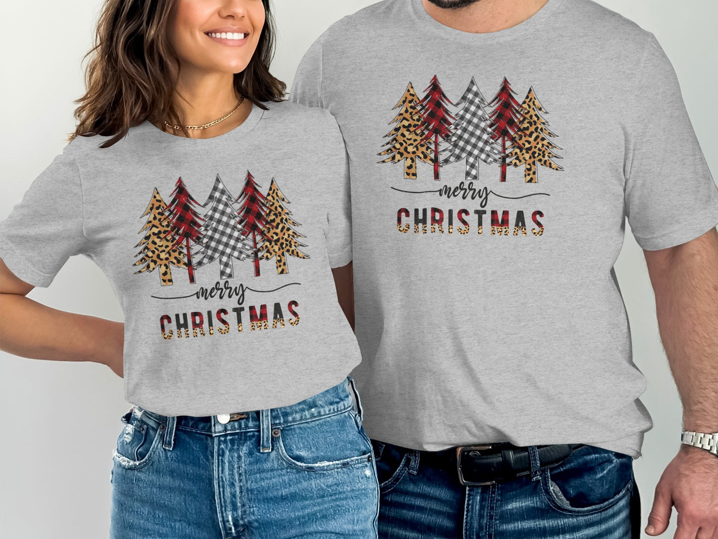 Plaid Merry Christmas Graphic Tees Holiday Shirts