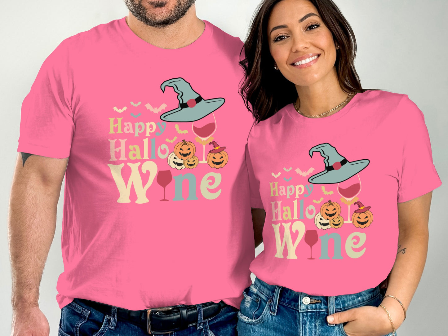 Happy Hallowine Witch Pumpkins Pink Mugs Graphic Shirt product type