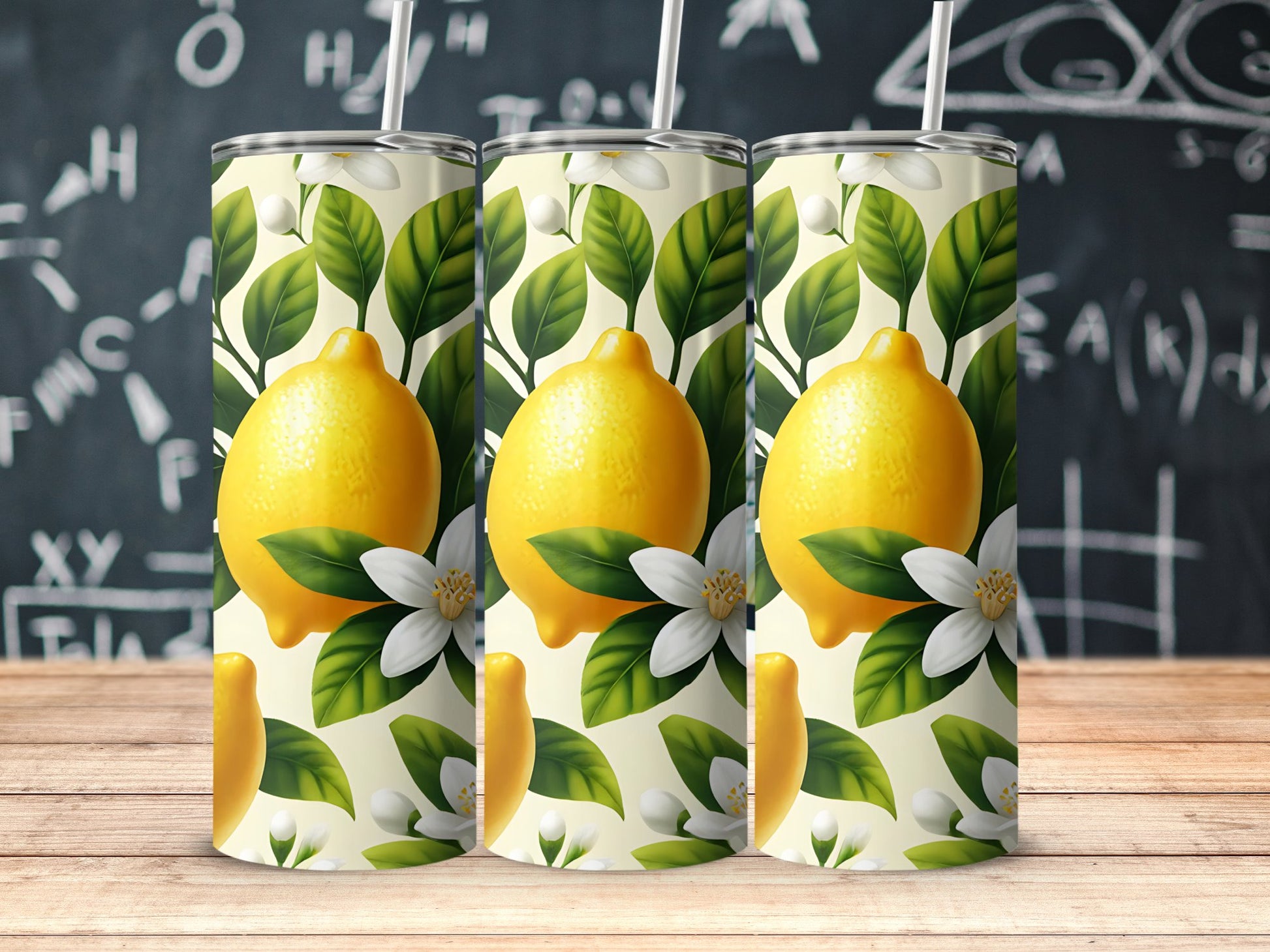 Bright Lemon Blossom Design Tumbler Drinkware product type