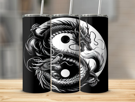 Black and White Dragon Yin Yang Tumbler product