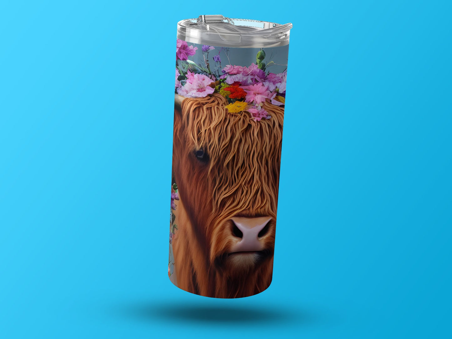 Floral Highland Cow Tumbler Colorful Travel Mug Product