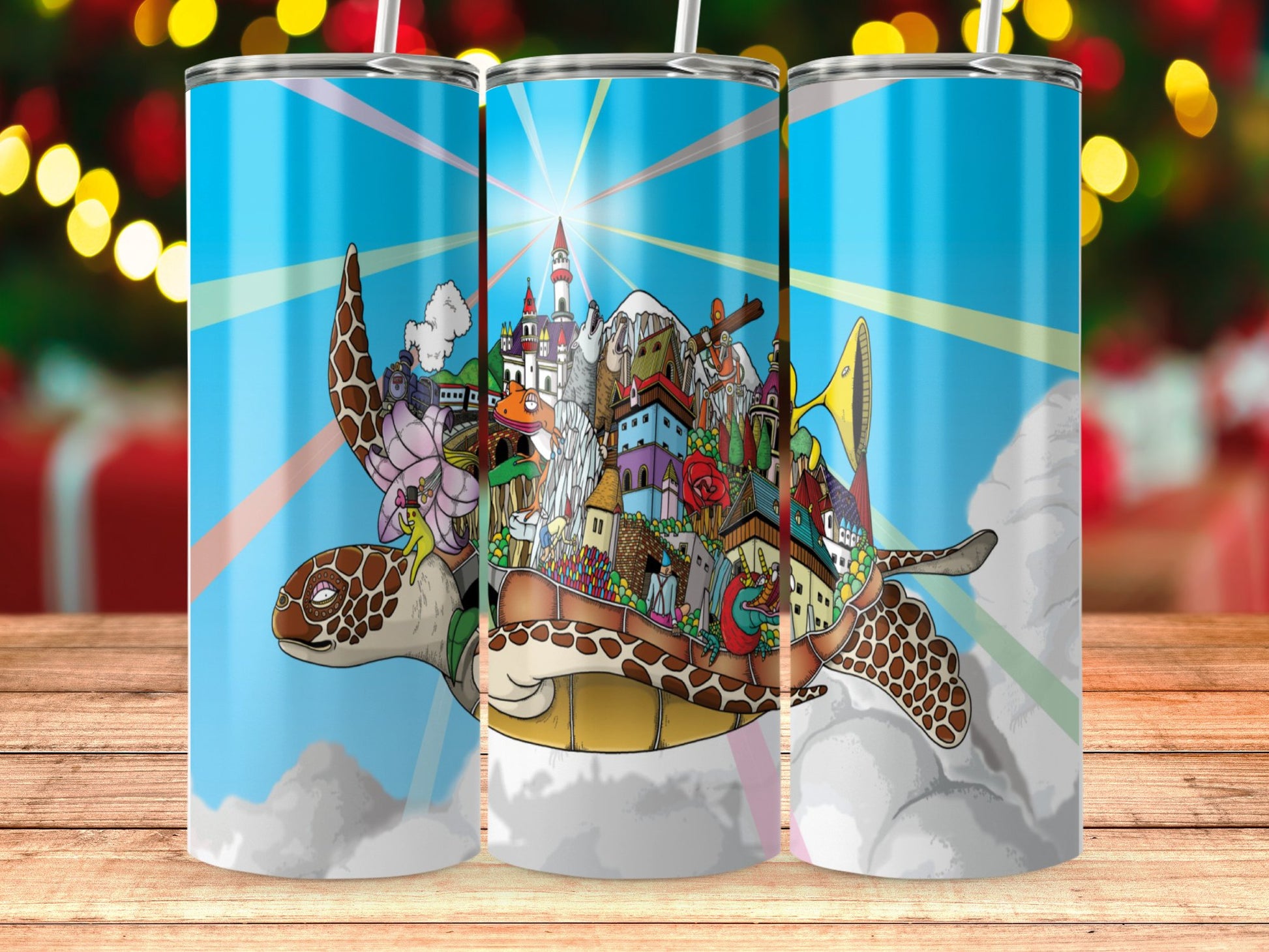 Colorful Turtles with Houses Design Tumbler product