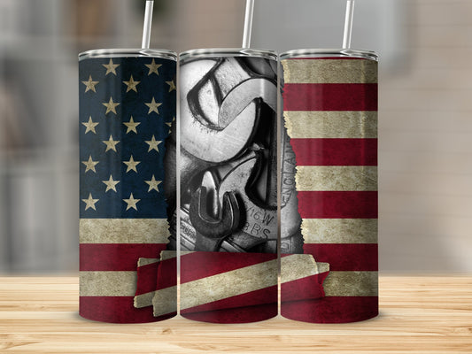 Patriotic American Flag and Tools Designed Tumbler product