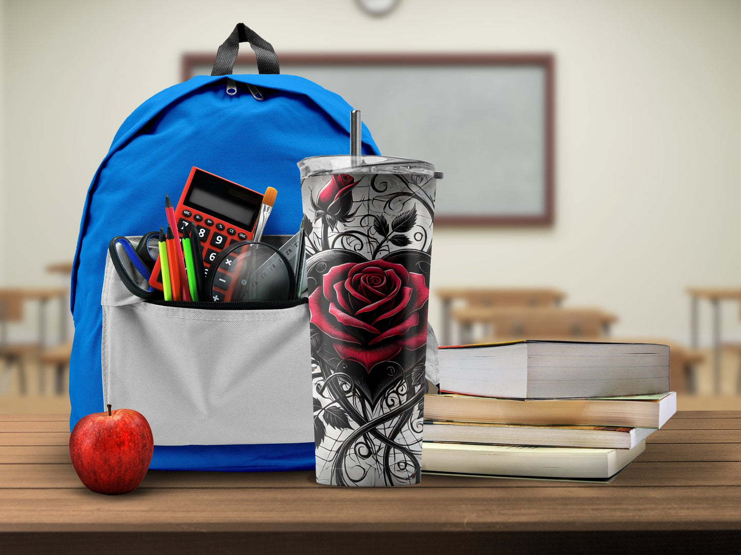 Decorative Floral Rose Insulated Tumbler for Hot or Cold Drinks product